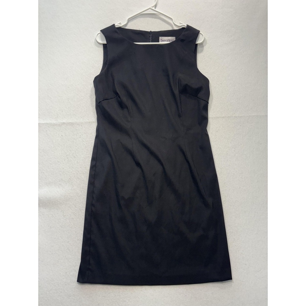 Danny & Nicole Dress Womens 10 Black Boat Neck Sleeveless Sheath Knee Length